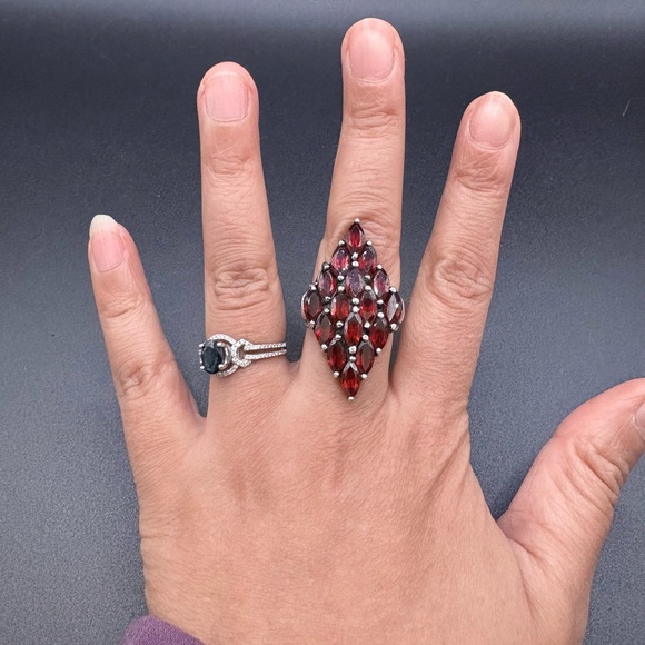VINTAGE ART DECO STERLING SILVER GARNET Ring - Picture 5 of 5